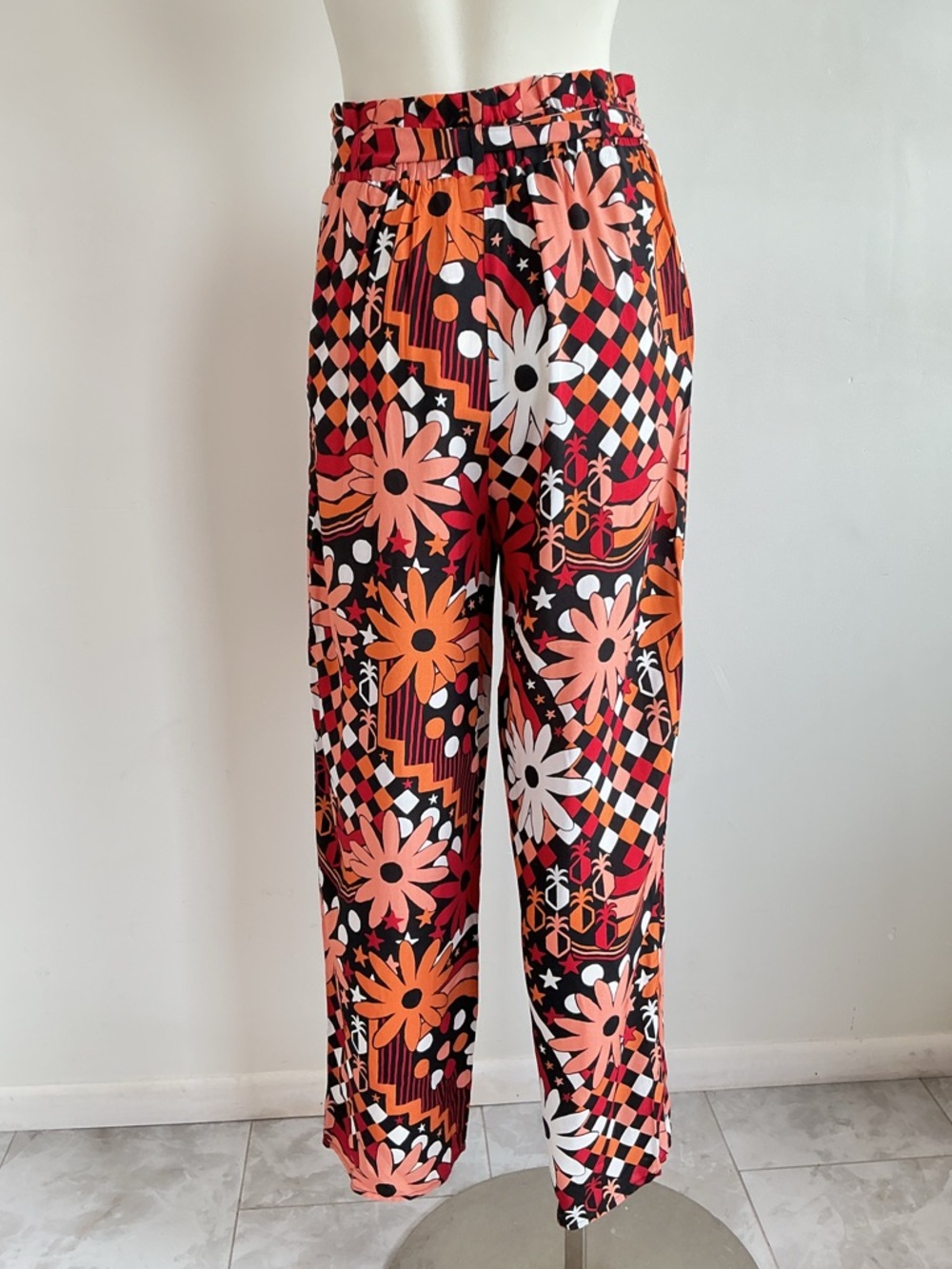 FARM Rio for Anthropologie Daisy Wide-Leg Printed Paperbag Waist Pants S - Picture 5 of 8